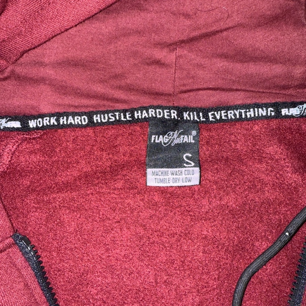 Flag Nor Fail Maroon Zip-Up Hoodie - Picture 3 of 3
